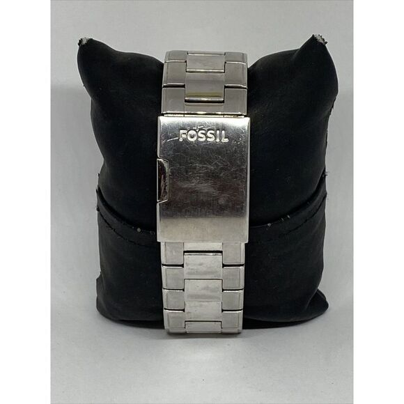 Fossil NDW1 Men's Silver Stainless Steel Analog Black Dial Quartz Watch UC63 - Picture 6 of 12